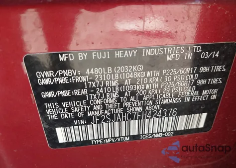 2015 Subaru Forester 2.5I Limited z USA, uszkodzony, nr VIN JF2SJAHC7FH424376